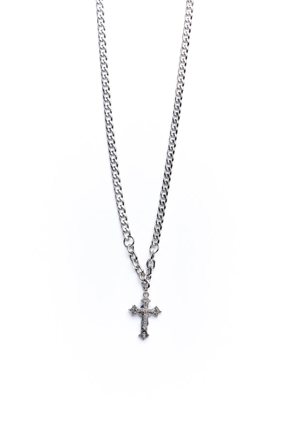 Silver Diamond Cross Necklace