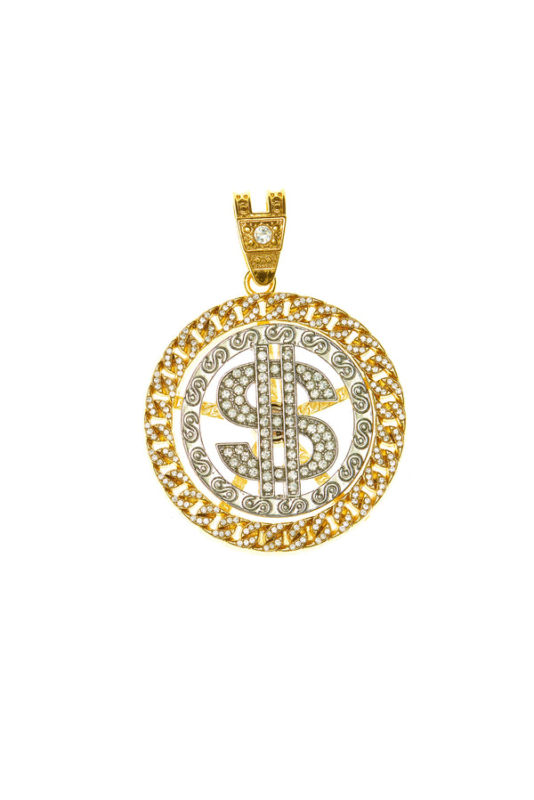 Gold Rotatable Dollar Pendant