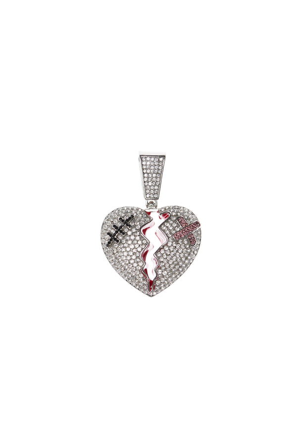 Silver Red Broken Heart Pendant